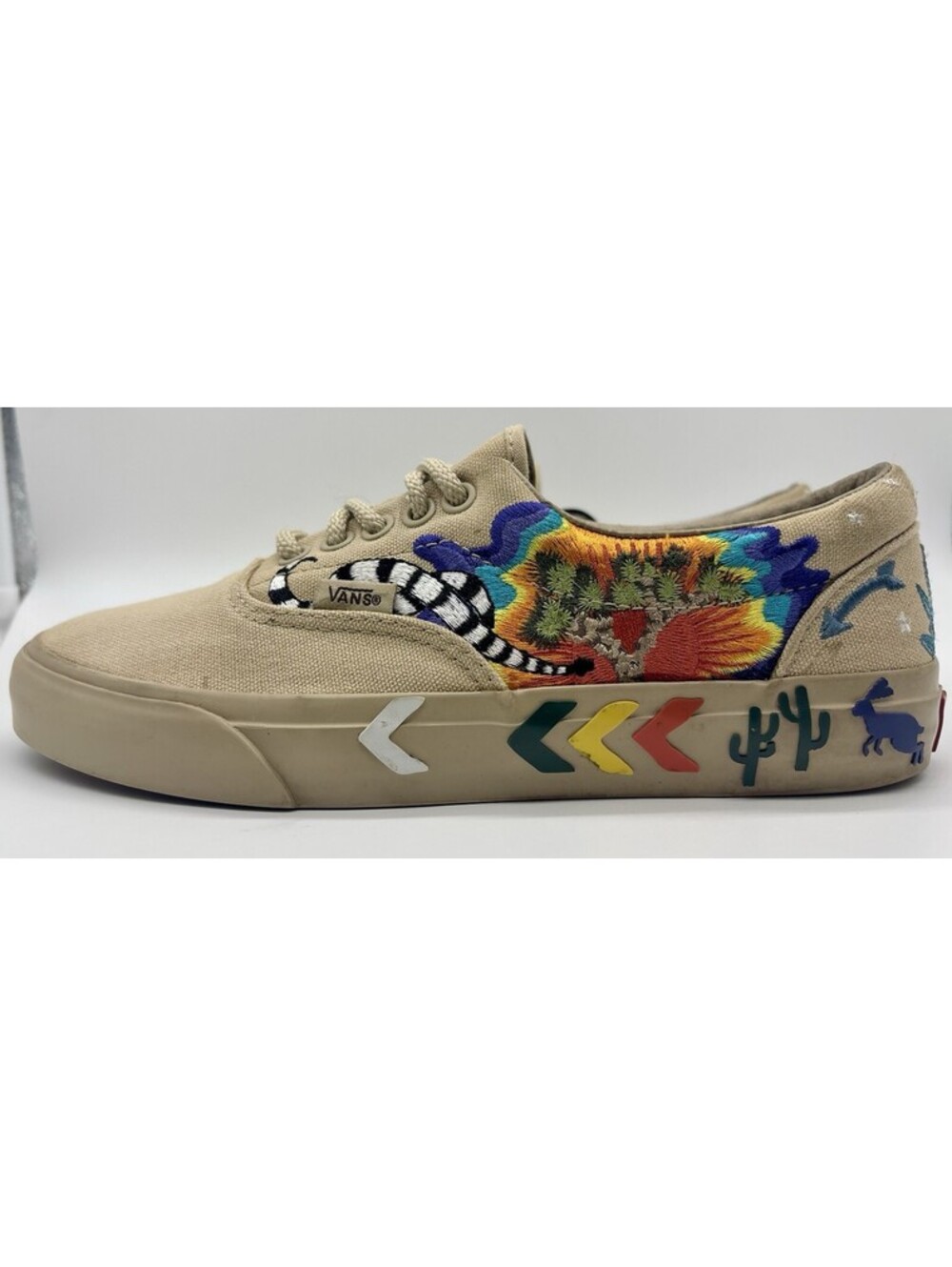Vans Desert Embellish Era Shoes Men 6.5 Women 8 Tan Embroidered 721461 Rare